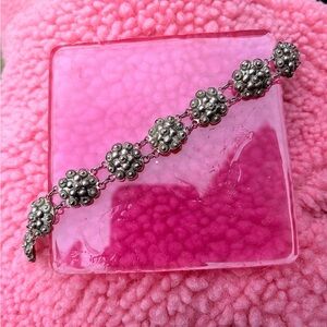 Vintage sterling Silver Floral Link Bracelet